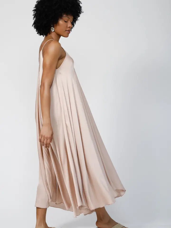 Women Flowy Oversized Dress Midi By Silk & Salt