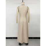 French Contrast Trim Tie-Waist Sleeveless Dress