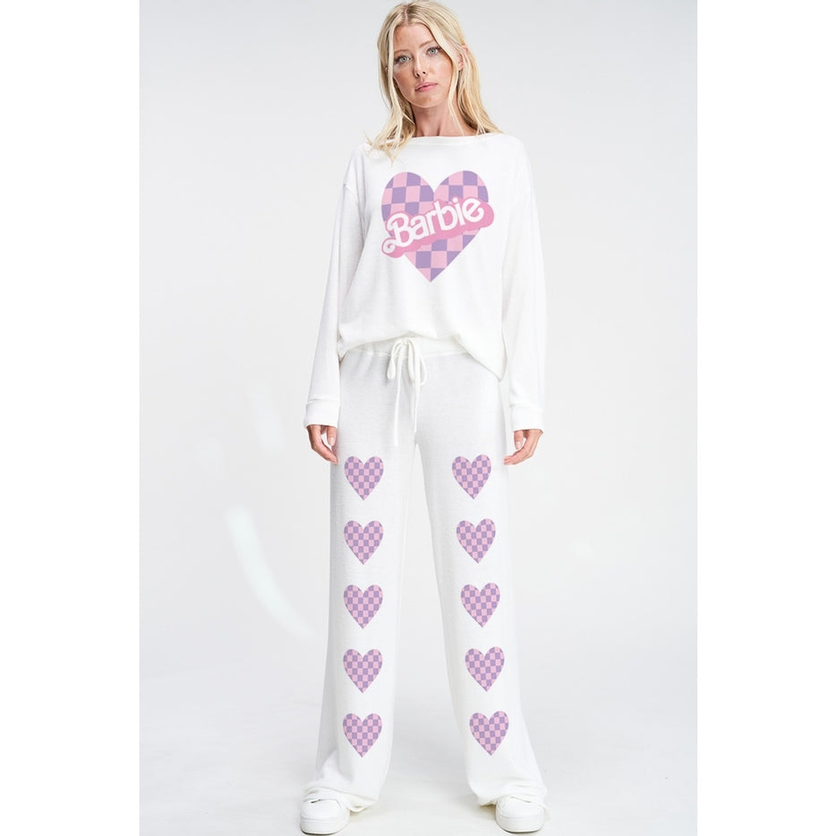 Women Barbie Lounge Set  Heart Print Soft/Cozy