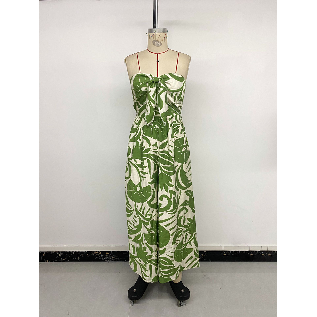 Elegant Strapless Printed Sleeveless Jumpsuit