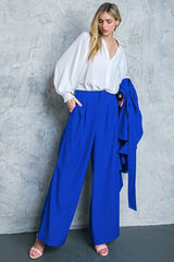 Women Wide Leg Pant Solid Woven