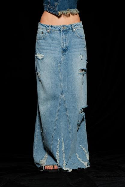 Junior Denim Maxi Skirt