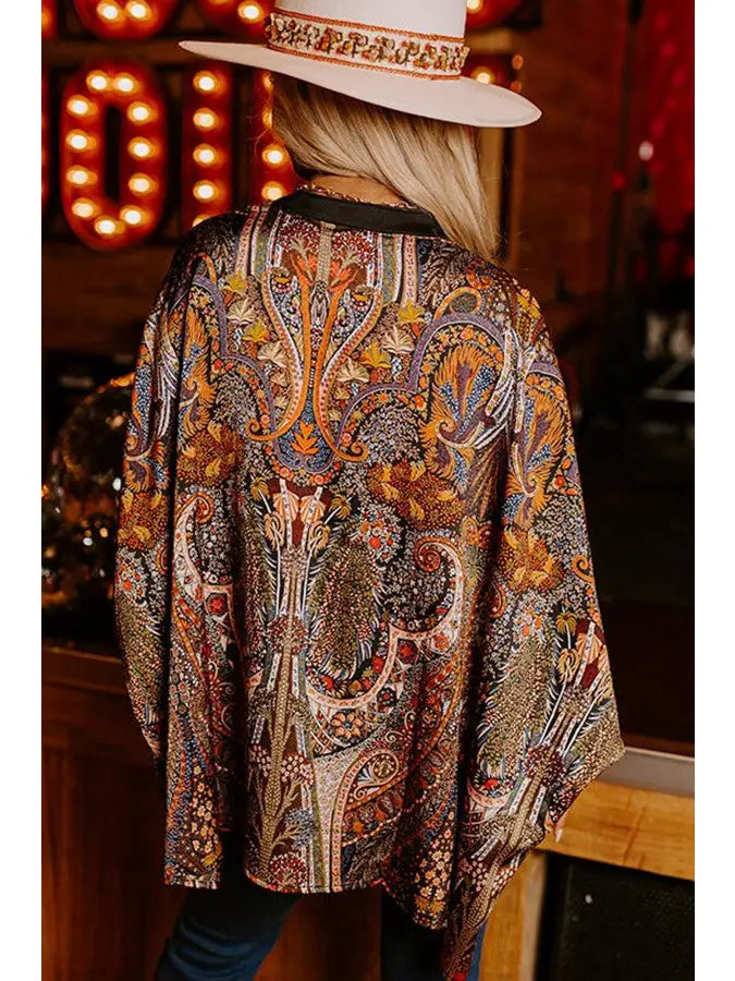 Women Baroque Paisley Boxy Over Sized Shirt