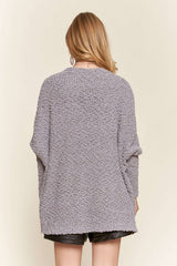 Women Popcorn Knit Sweater Cardigan