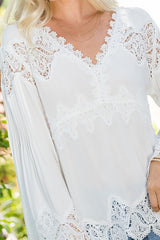 Women Crochet Lace Blouse woven Top By Sweet Lovely by Jen