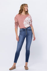 Women Jeans Button Front-Push Up/High Rise