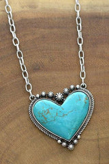 Women turquoise Heart Stone Necklace