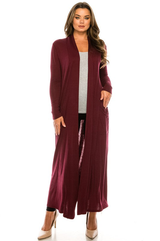 Women Sweater Maxi Cardigan with Pockets, By Lime all the Time