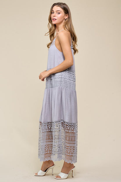 Women Midi Dress Lace with slip underneath By Doe and Rae