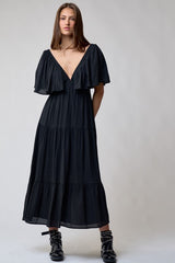 Women Maxi Dress with Flutter Sleeves By Lalavon