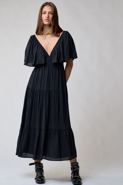 Women Maxi Dress with Flutter Sleeves By Lalavon