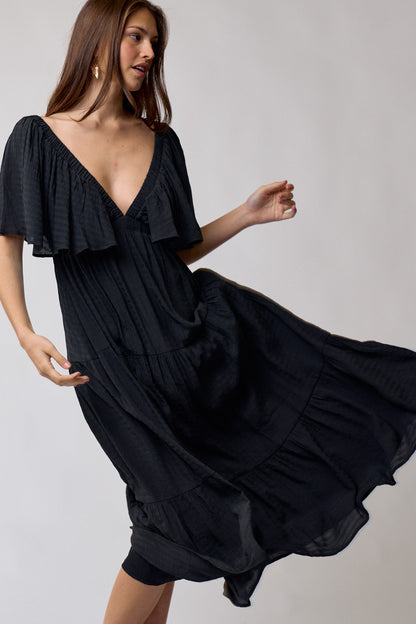 Women Maxi Dress with Flutter Sleeves By Lalavon