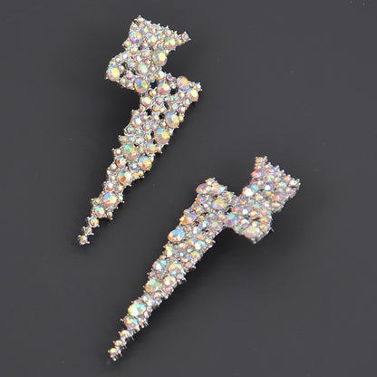 Women Earrings Thunder Bolt Earrings Gold and Crystal By Bling Bling U Sparkle Girl