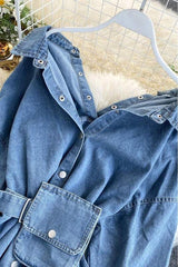Women denim Shirt Tunic Dress By A Fuly Cat
