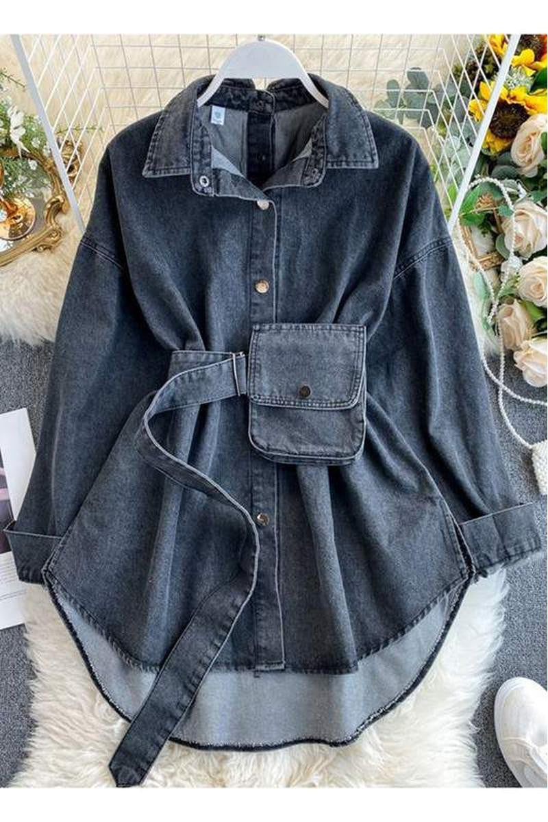 Women denim Shirt Tunic Dress By A Fuly Cat