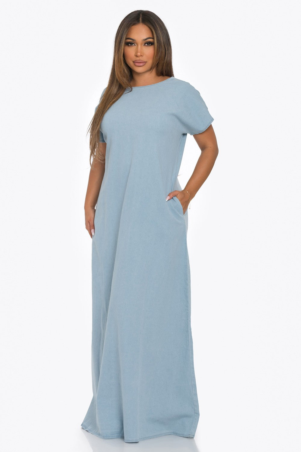 Women Denim Maxi Dress Reverisible Wear By Fancy Dream USA