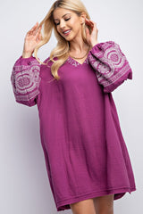 Women Gauze Cotton Embroidered Dress
