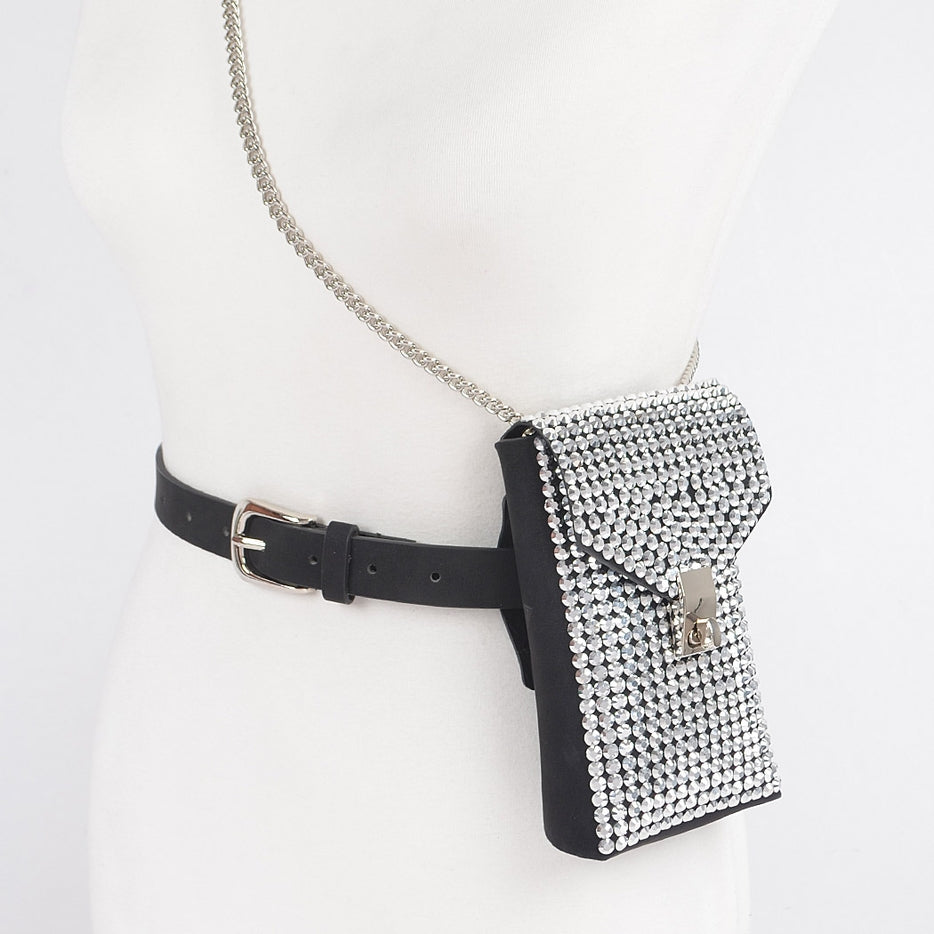 Women  Mini Purse Nailhead Belted & Chain Mini Purse By Bling Bling U Sparkle Girl