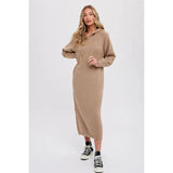 Women Long Sleeve Hoodie Maxi Dress