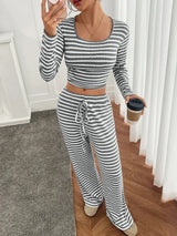 Women 2 Piece Stripe Lounge Set