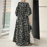 Leopard Print Puff Sleeve Loose Dress