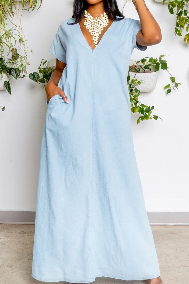 Women Denim Maxi Dress Reverisible Wear By Fancy Dream USA