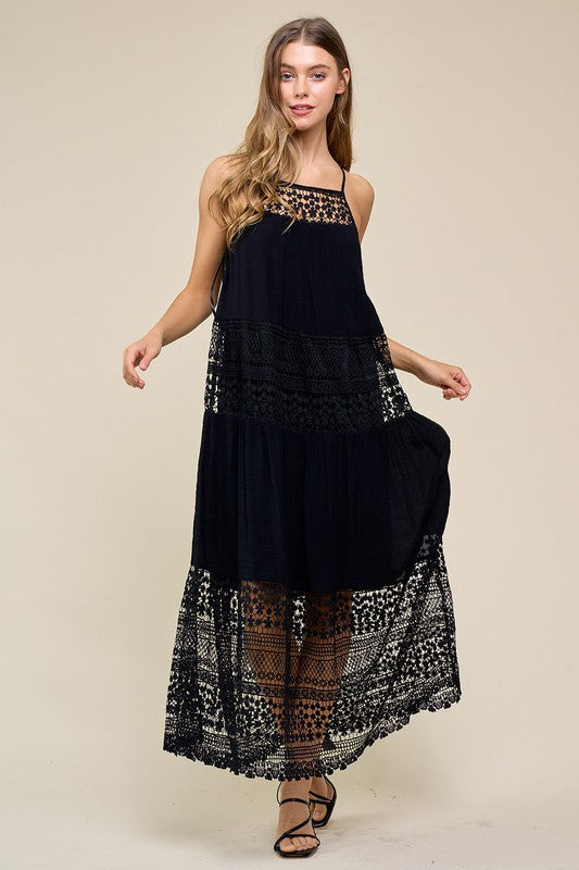 Women Lace Maxi Dress with slip underneath By Doe and Rae