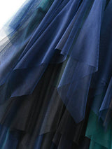 Green Blue Contrast TuTu A-Line Gauze Skirts: BLUE GREEN