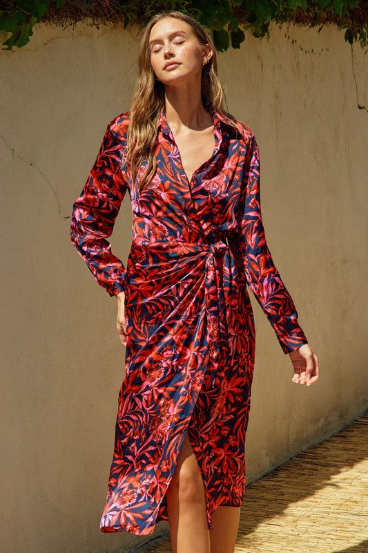 Women Floral Wrap Dress