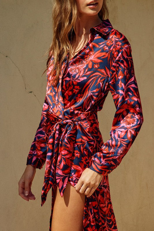 Women Floral Wrap Dress