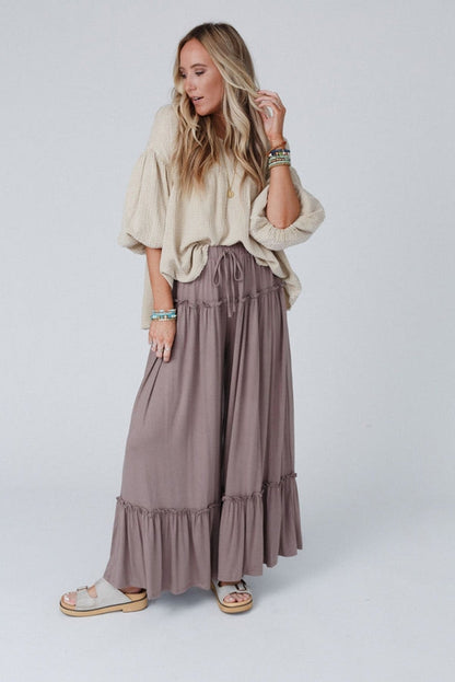 Women Ruffle Wide Leg Pant By Lovesoft