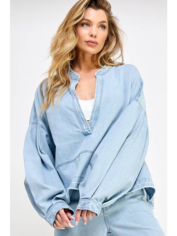 Women Denim Oversized Tunic By Miss Love