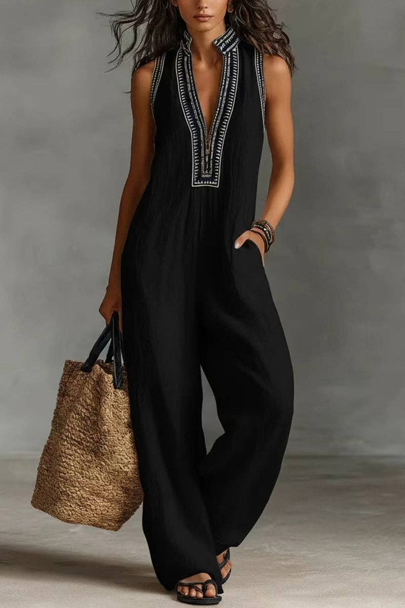 Collar Sleeveless Jumpsuit