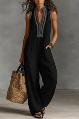 Collar Sleeveless Jumpsuit