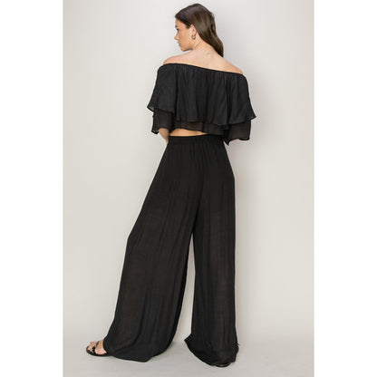 Women Palazzo Pants and Off the Shoulder 2 piece Set By Hyfve