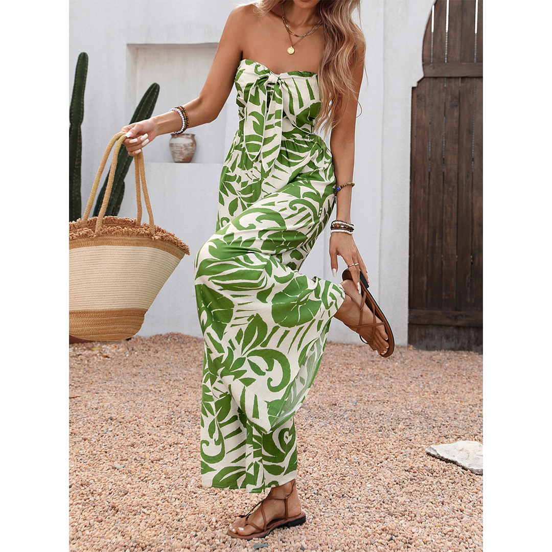 Elegant Strapless Printed Sleeveless Jumpsuit