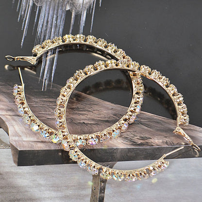 Women Hoop Earrings Gold and Crystal Rhinestone By Bling Bling U Sparkle Girl