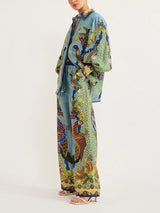 Women Stylish Print Puff Sleeve Resort Tether Set by Rosa Clothing