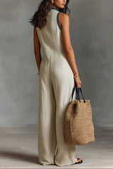 Collar Sleeveless Jumpsuit