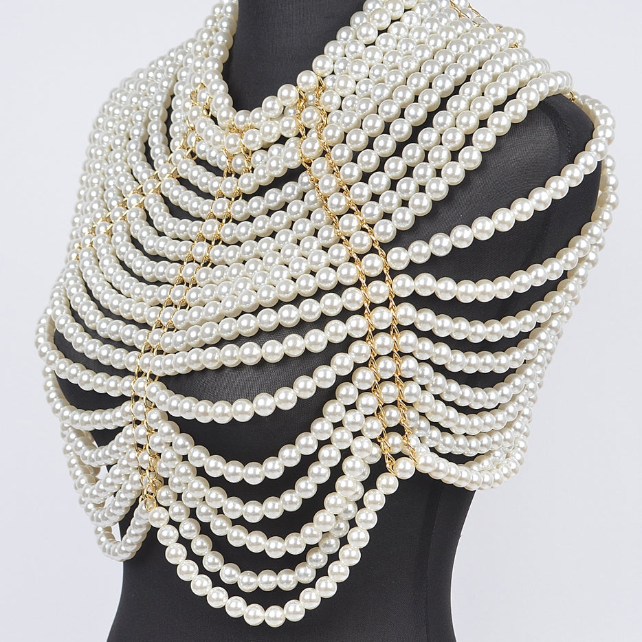 Women Faux Pearl Body Chain jewelry