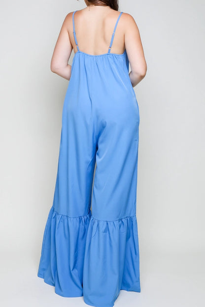 Women Jumpsuit Sleeveless Wide Tiered Legs By Farix