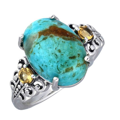 Women Blue Mohave 925 Sterling Silver Cocktail Ring