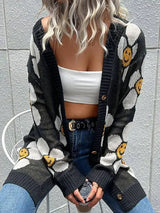 Women Medium Length Floral Sweater