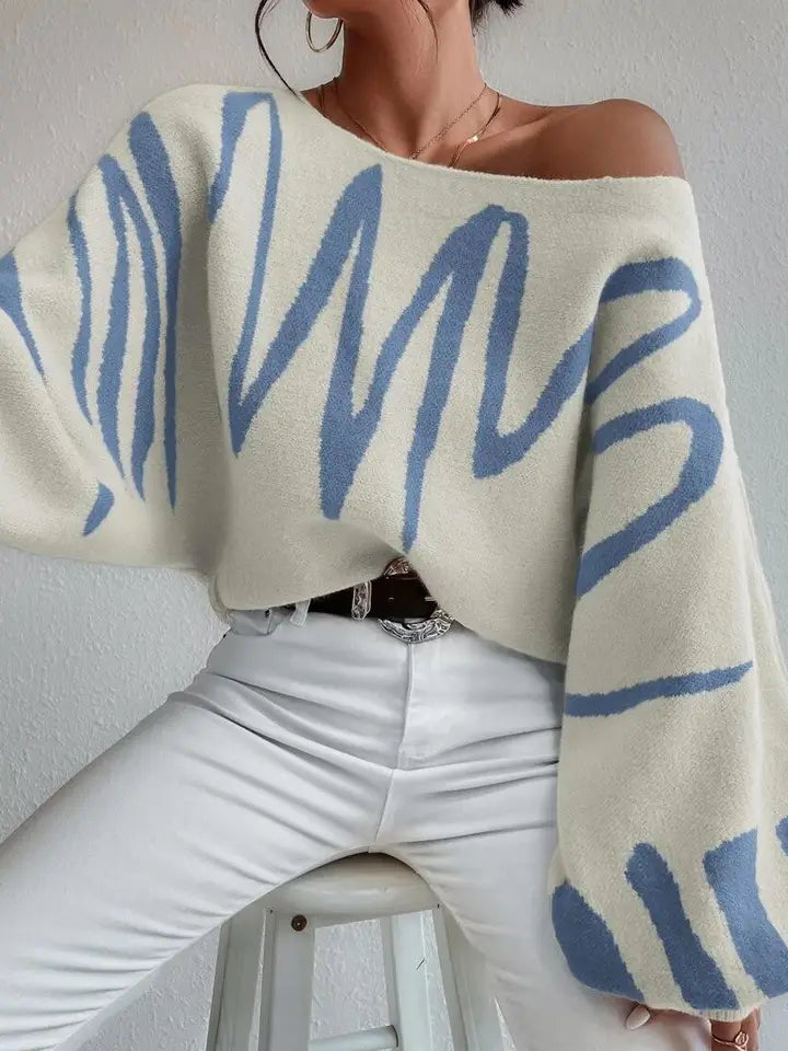 Women Ballon Sleeve Design Sweater