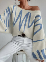 Women Ballon Sleeve Design Sweater