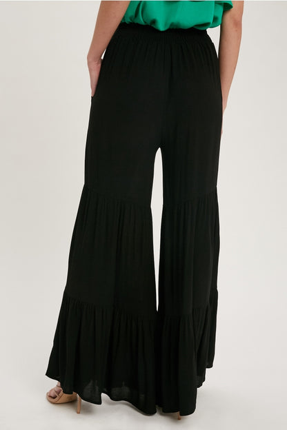 Women tiered ruffle high waisted wide-leg pant by Bluivy