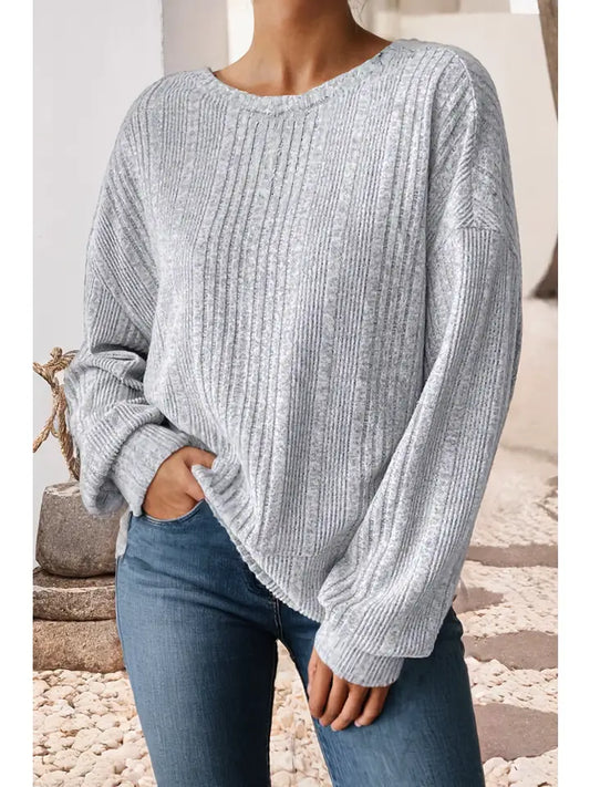 Women Texture Crossover Back Knit Sweater Top
