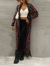 Women Tassel Color Block Maxi Sweater