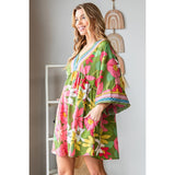 Women Dress Tunic Floral Print with Real Embroidery By Veveret