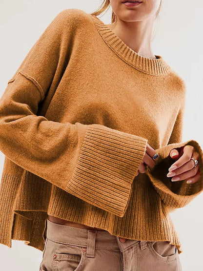 Women Slouchy Flare Sleeve Knit Sweater